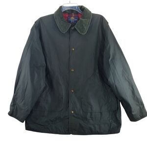 Vtg Thornton Bay Jacket Mens XL Green Plaid Lined Snap Button Cotton Nylon USA